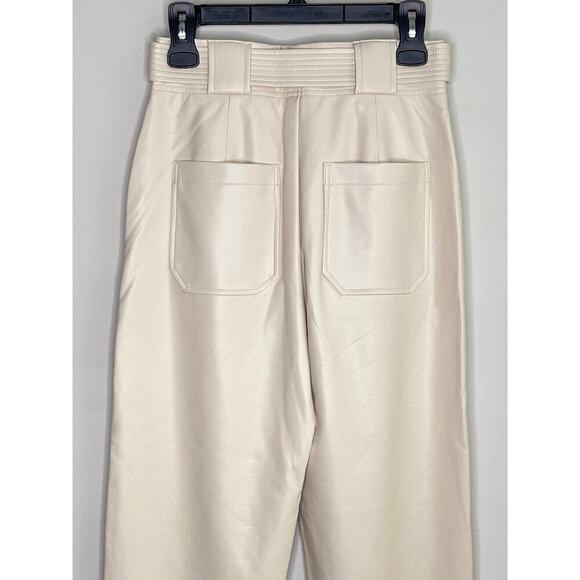 Veronica Beard Atala Faux Leather High Waisted Trouser Pants Ecru Women's 2 NWT - Picture 11 of 13